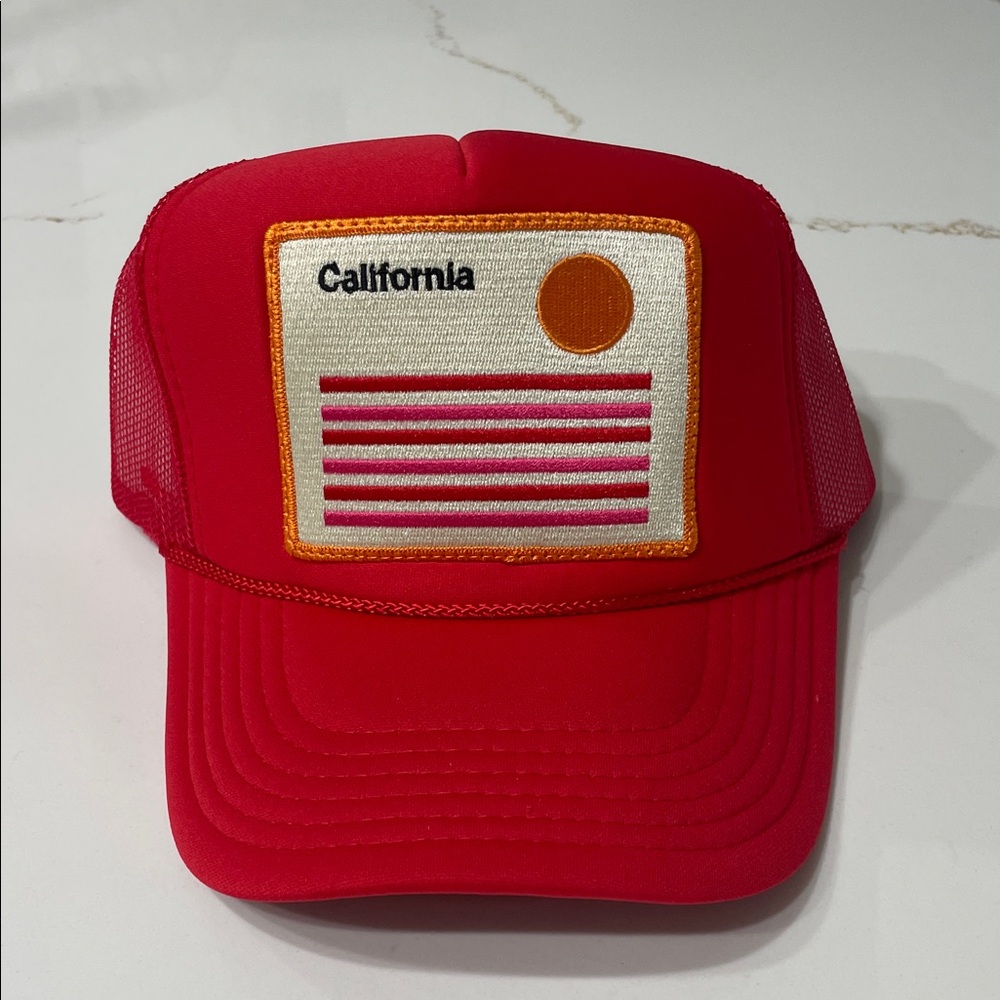 NWT California Stripes Trucker Hat in Red